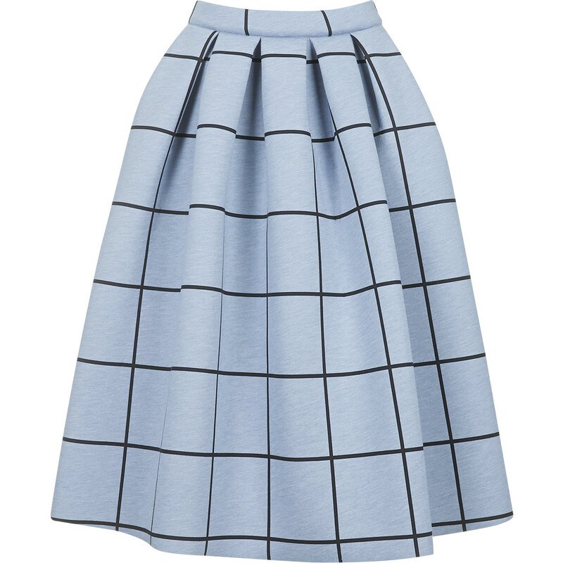 Topshop Grid Print Bonded Midi Skirt