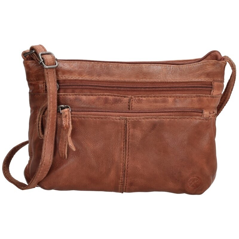 Hide & Stitches Tmavě hnědá kožená crossbody kabelka „Bonavitta“