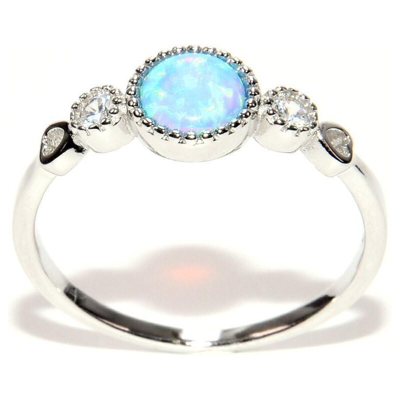 Rafity Stříbrný prsten s opálem a zirkony