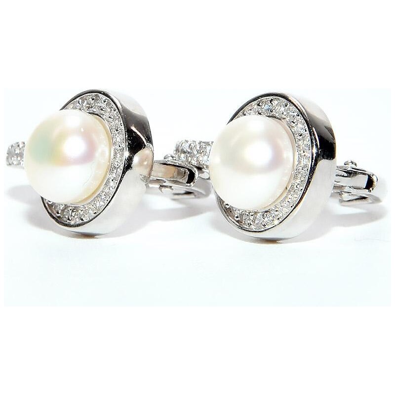 Rafity Stříbrné náušnice s perlou a zirkony