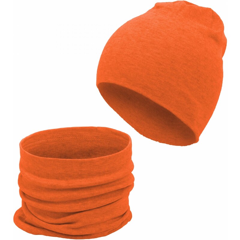 Haker Dámský zimní set čepice a nákrčník oranžový