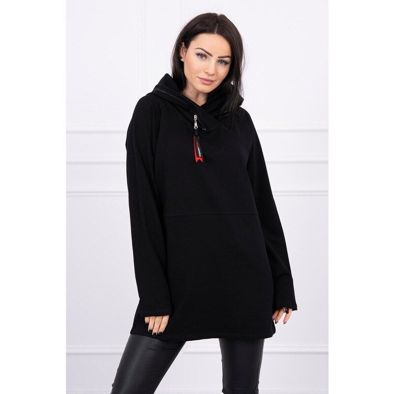 K-Fashion Tunika na zip s kapucí Oversize černá 84234571