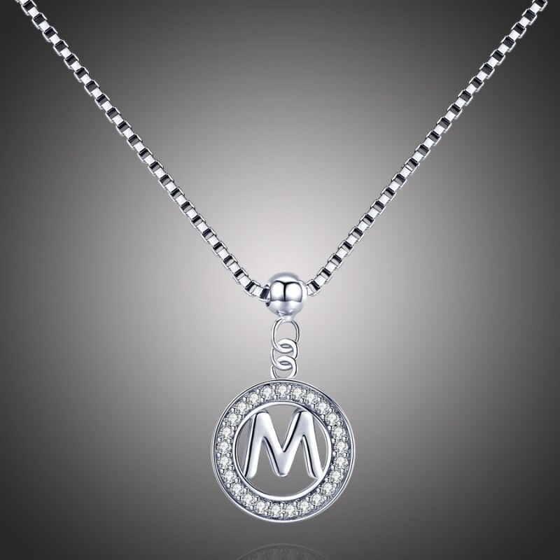 GRACE Silver Jewellery Stříbrný řetízek s přívěskem ve tvaru písmena M - stříbro 925/1000