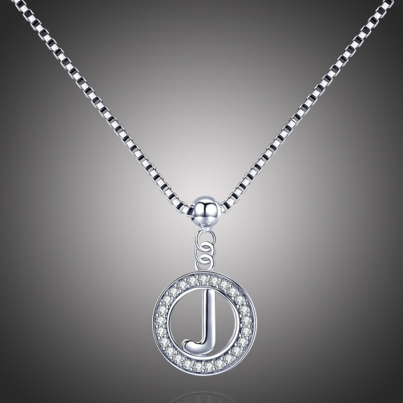GRACE Silver Jewellery Stříbrný řetízek s přívěskem ve tvaru písmena J - stříbro 925/1000