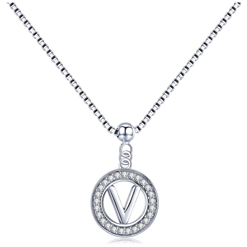 GRACE Silver Jewellery Stříbrný řetízek s přívěskem ve tvaru písmena V - stříbro 925/1000