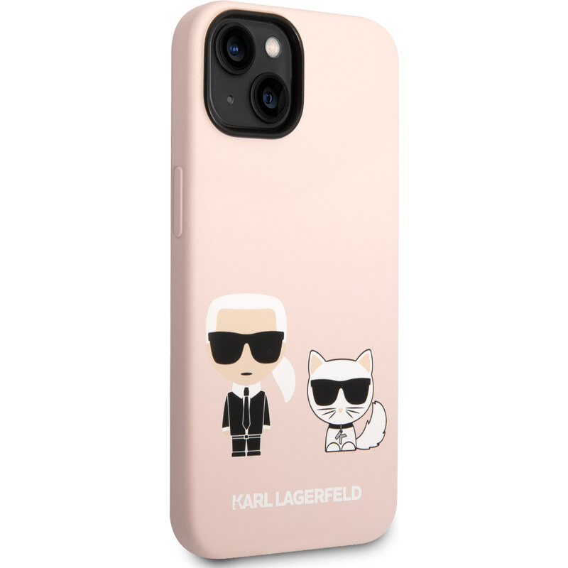 Ochranný kryt pro iPhone 14 - Karl Lagerfeld, Liquid Silicone Karl and Choupette Pink