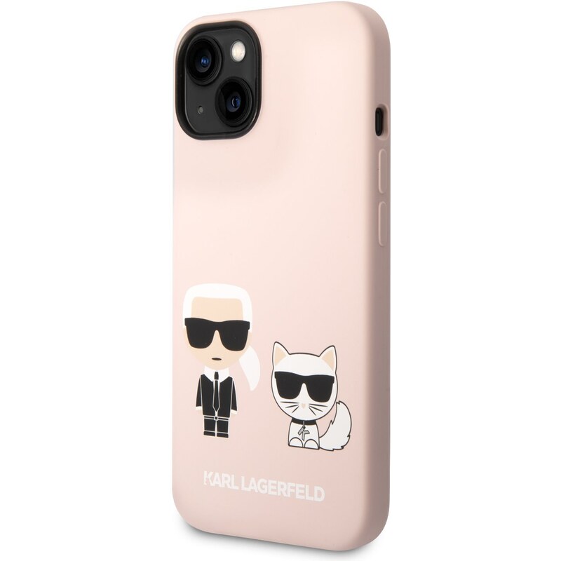 Ochranný kryt pro iPhone 14 - Karl Lagerfeld, Liquid Silicone Karl and Choupette Pink