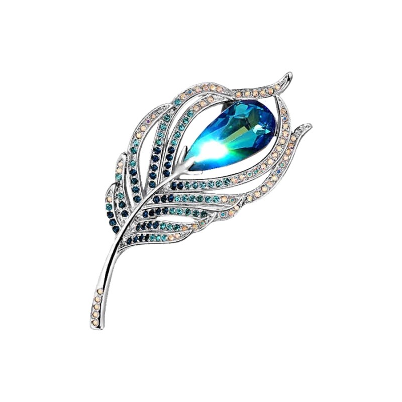 Éternelle Luxusní brož se Swarovski Elements krystaly Paví brko