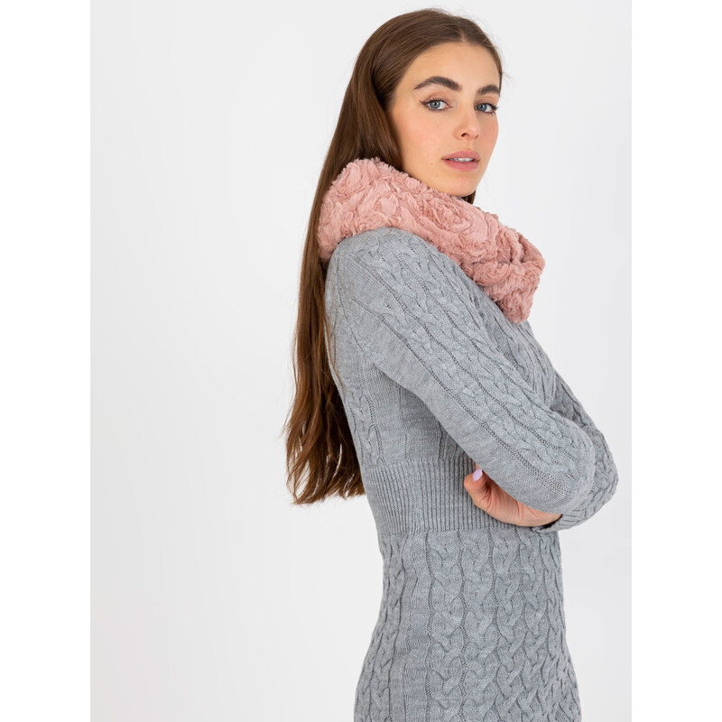 Fashionhunters Špinavě růžový zimní oteplovač krku z umělé kožešiny