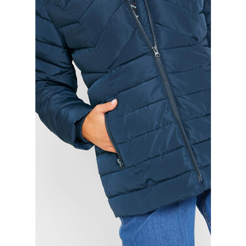 bonprix Prošívaná bunda s odnímatelnou kapucí Modrá