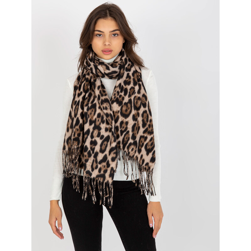 BASIC HNĚDÁ LEOPARDÍ ŠÁLA -BLACK-BEIGE Zvířecí