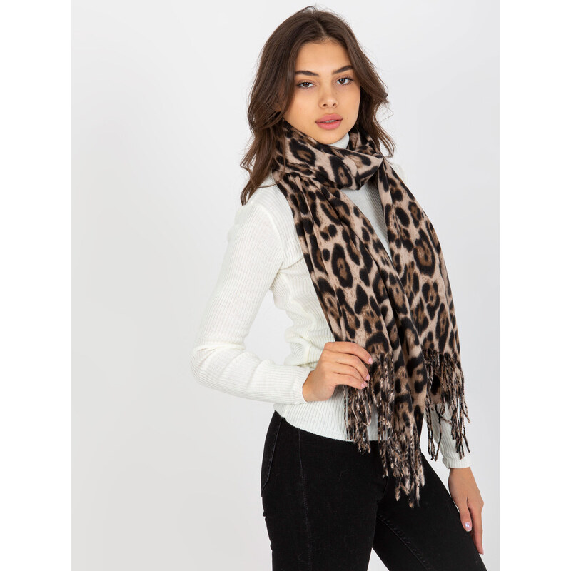 BASIC HNĚDÁ LEOPARDÍ ŠÁLA -BLACK-BEIGE Zvířecí