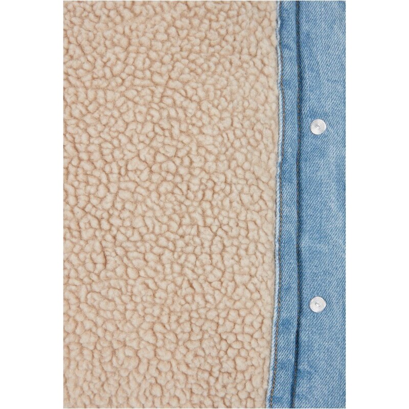 URBAN CLASSICS Ladies Oversized Sherpa Denim Jacket - clearblue bleached