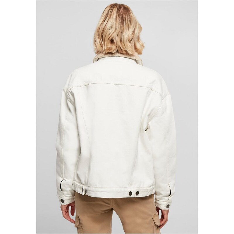 URBAN CLASSICS Ladies Oversized Sherpa Denim Jacket - offwhite raw