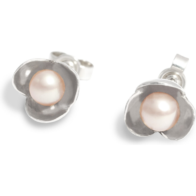 Klára Bílá Jewellery Dámské náušnice pecky Bowpearls s perlou Stříbro 925/1000, Barva perly: Bílá