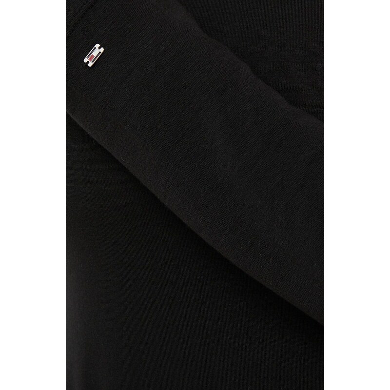 Tričko s dlouhým rukávem Tommy Hilfiger černá barva, s golfem