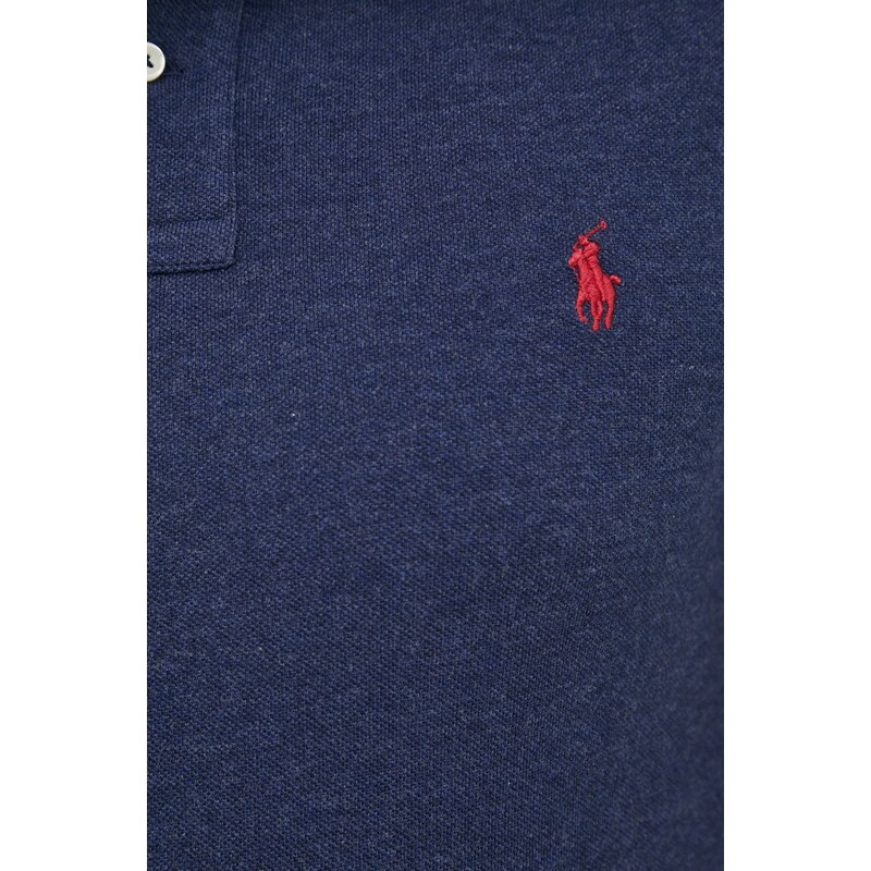 Bavlněné tričko s dlouhým rukávem Polo Ralph Lauren tmavomodrá barva