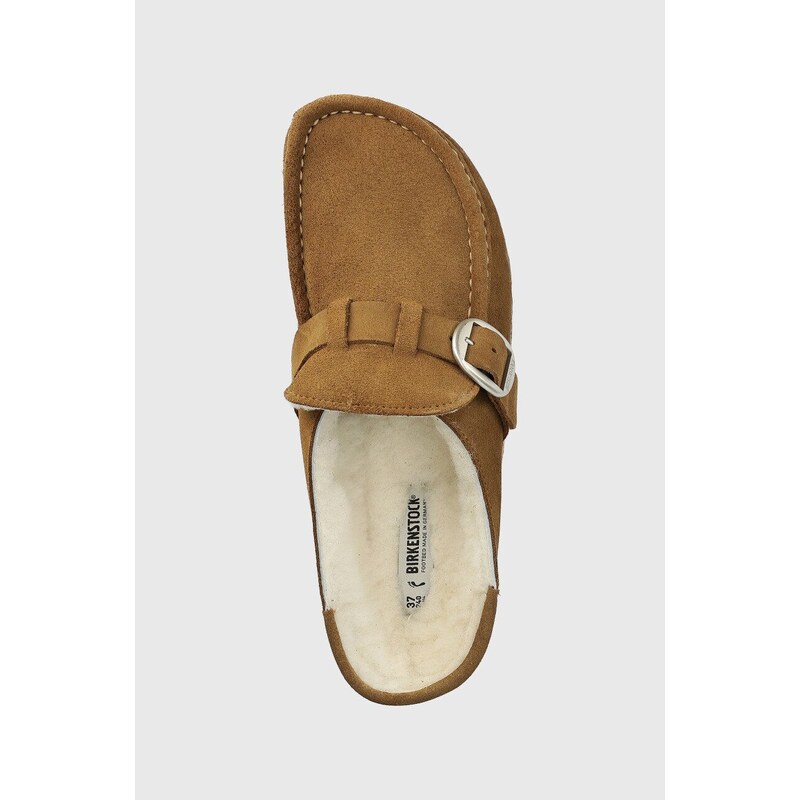 Semišové papuče Birkenstock Buckley Shearling hnědá barva