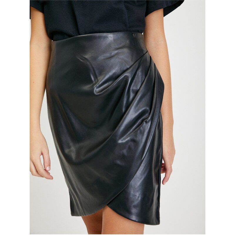 Černá dámská koženková krátká sukně Guess Marianne - Dámské
