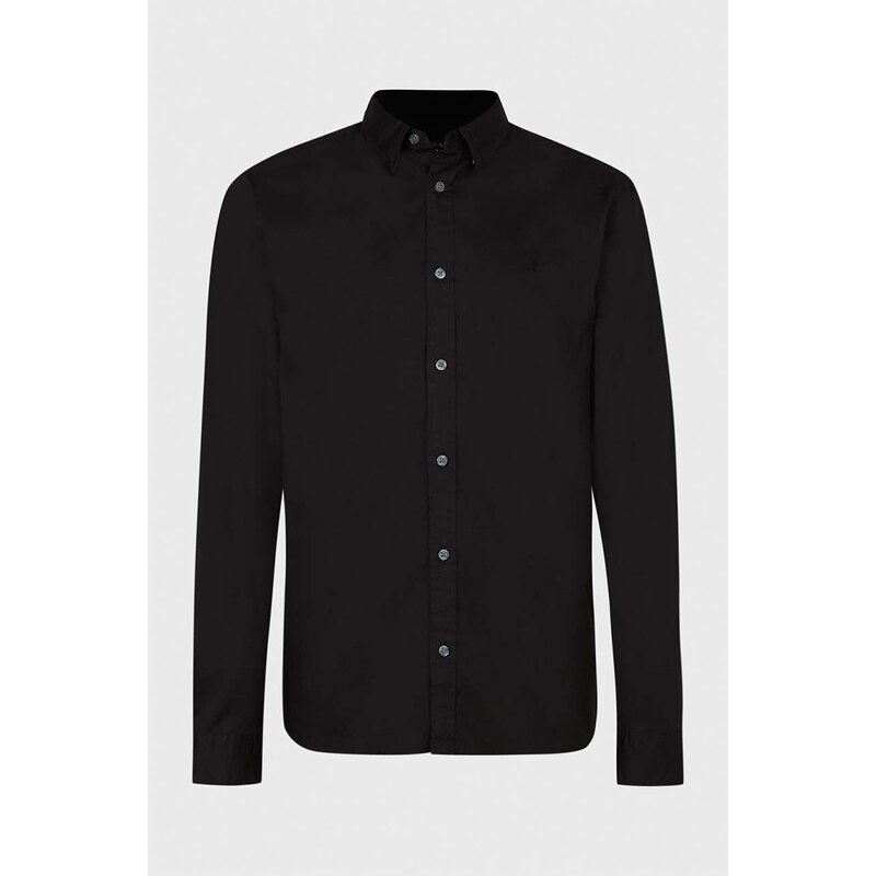 Košile AllSaints pánská, černá barva, regular, s límečkem button-down