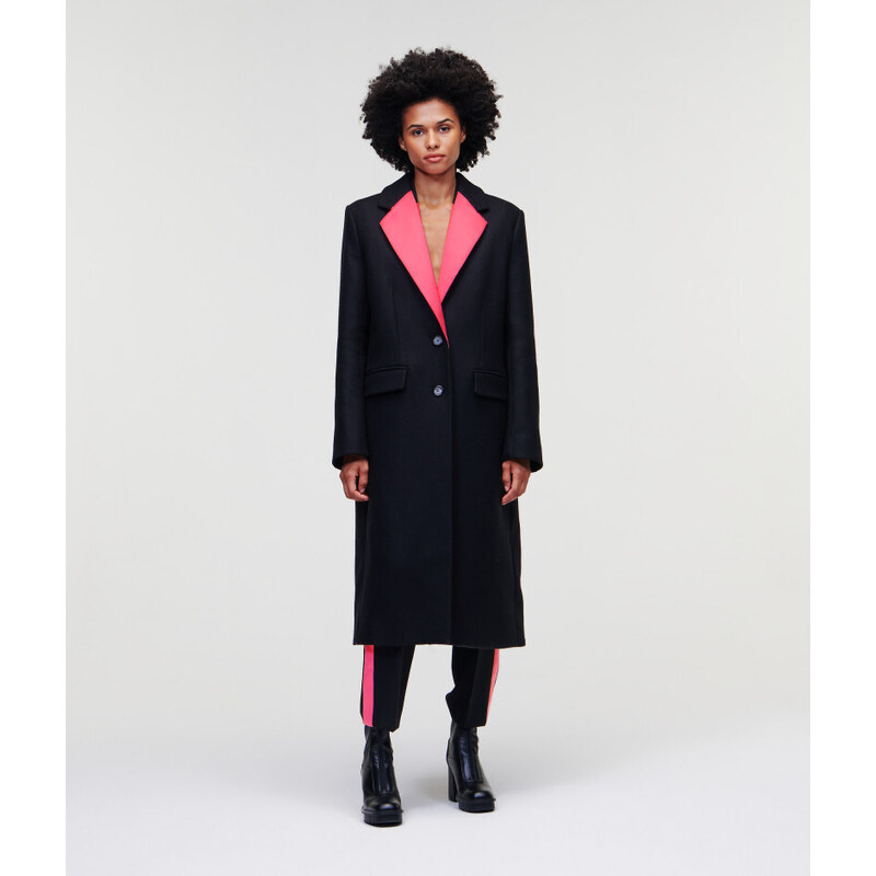 KABÁT KARL LAGERFELD SATIN LAPEL TAILORED COAT