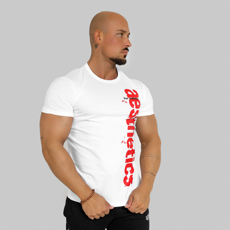 Pánské fitness tričko Iron Aesthetics Cross, bílé