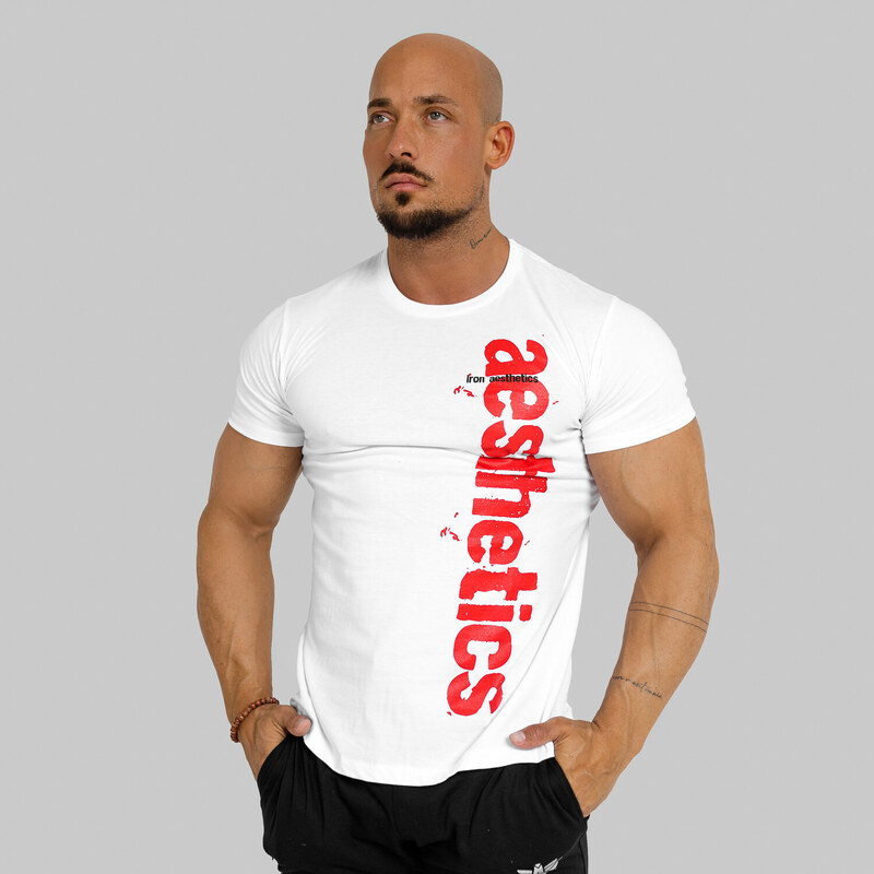 Pánské fitness tričko Iron Aesthetics Cross, bílé
