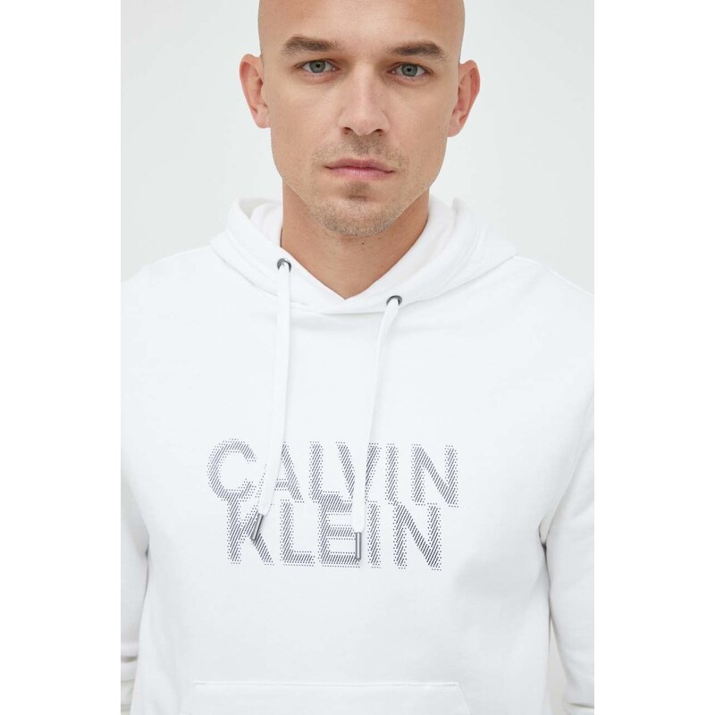 Mikina Calvin Klein pánská, bílá barva, hladká