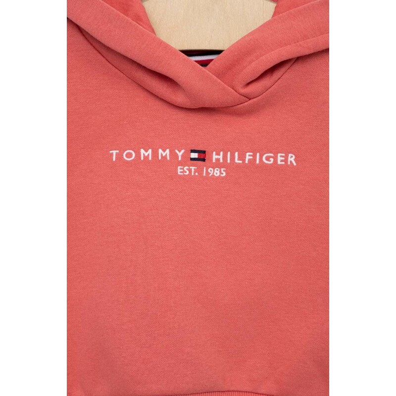 Dětská mikina Tommy Hilfiger růžová barva, s kapucí, s aplikací