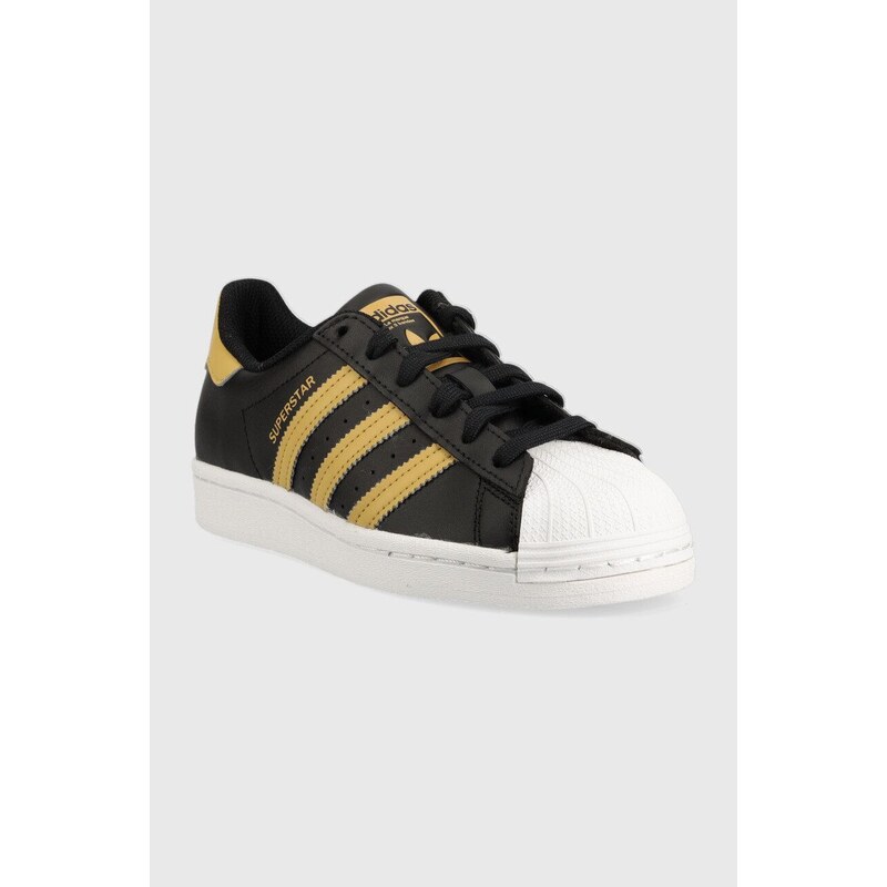 Dětské kožené sneakers boty adidas Originals Superstar černá barva, GV6622