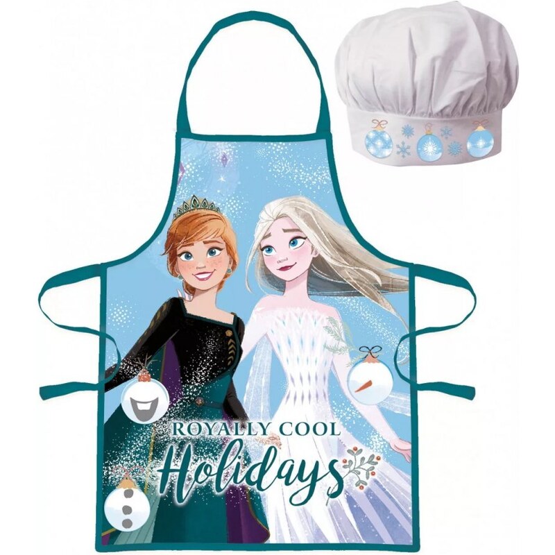 EUROSWAN Vánoční zástěra s kuchařskou čepicí Ledové království - Frozen - 2 díly - pro děti 3 - 8 let