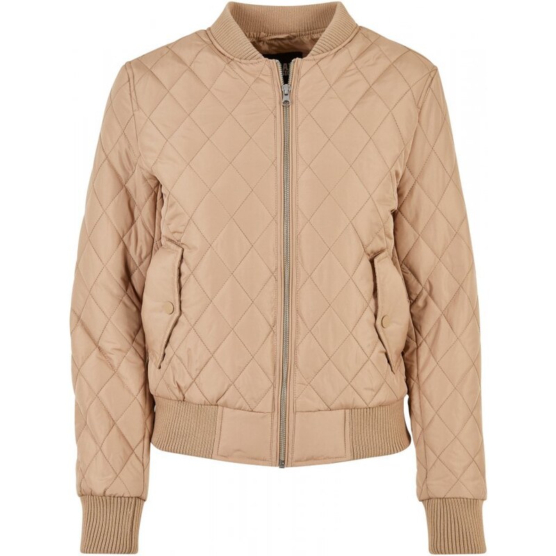 URBAN CLASSICS Ladies Diamond Quilt Nylon Jacket - unionbeige