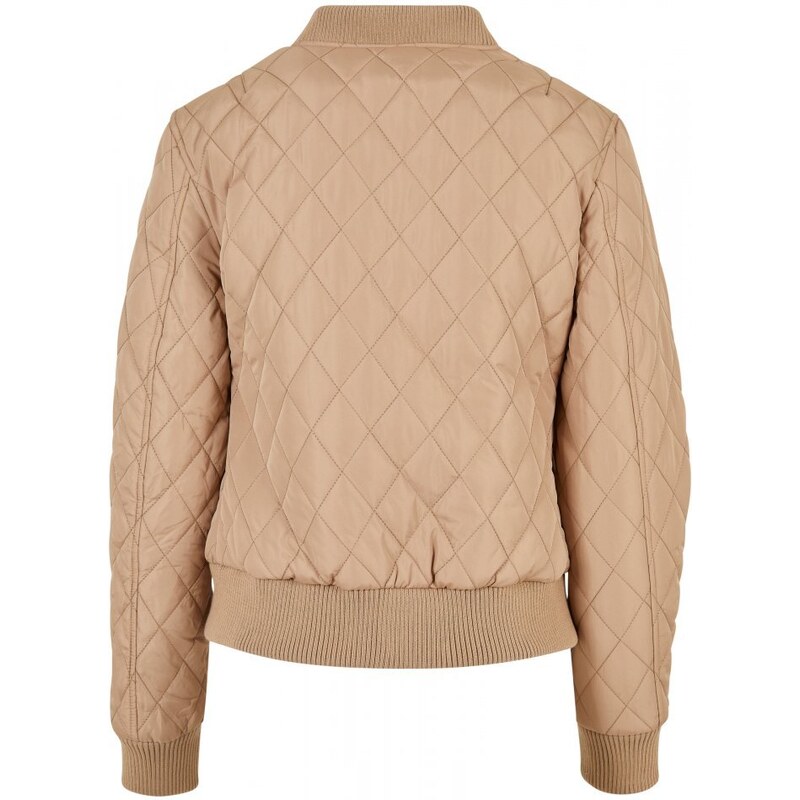 URBAN CLASSICS Ladies Diamond Quilt Nylon Jacket - unionbeige