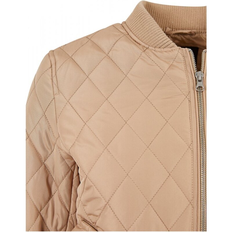 URBAN CLASSICS Ladies Diamond Quilt Nylon Jacket - unionbeige