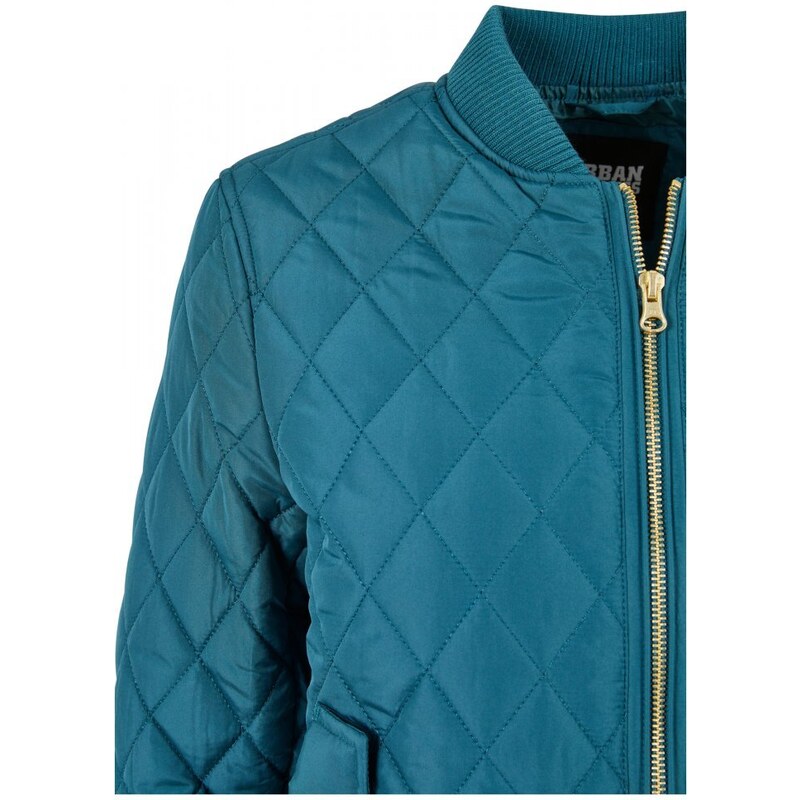 URBAN CLASSICS Ladies Diamond Quilt Nylon Jacket - jasper