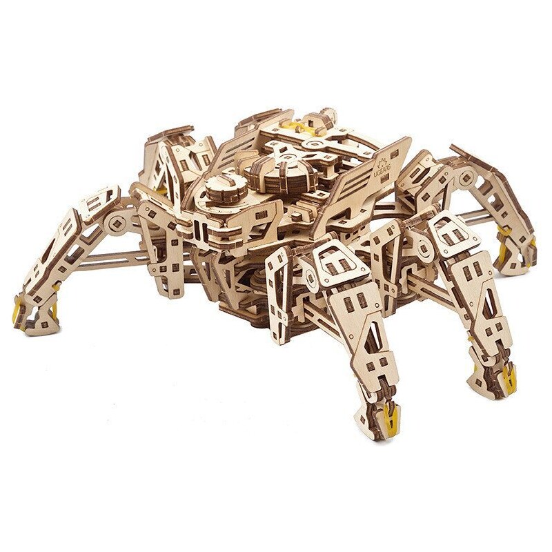 3D mechanické puzzle Ugears Hexapod Explorer 388 ks - hnědé