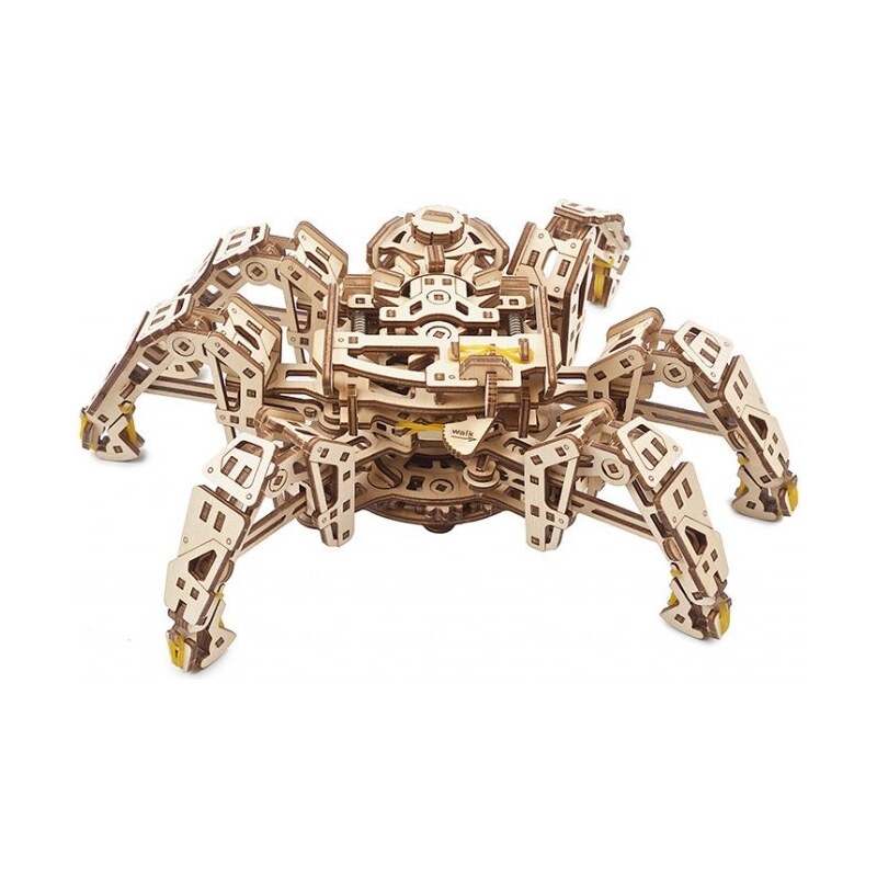 3D mechanické puzzle Ugears Hexapod Explorer 388 ks - hnědé