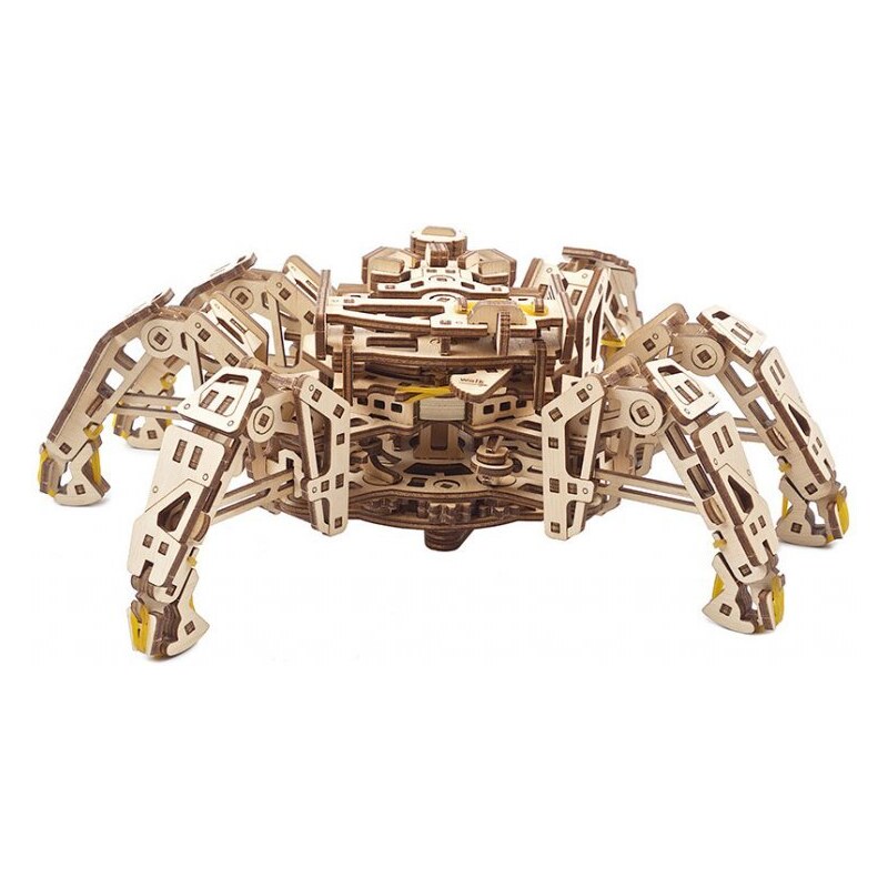 3D mechanické puzzle Ugears Hexapod Explorer 388 ks - hnědé