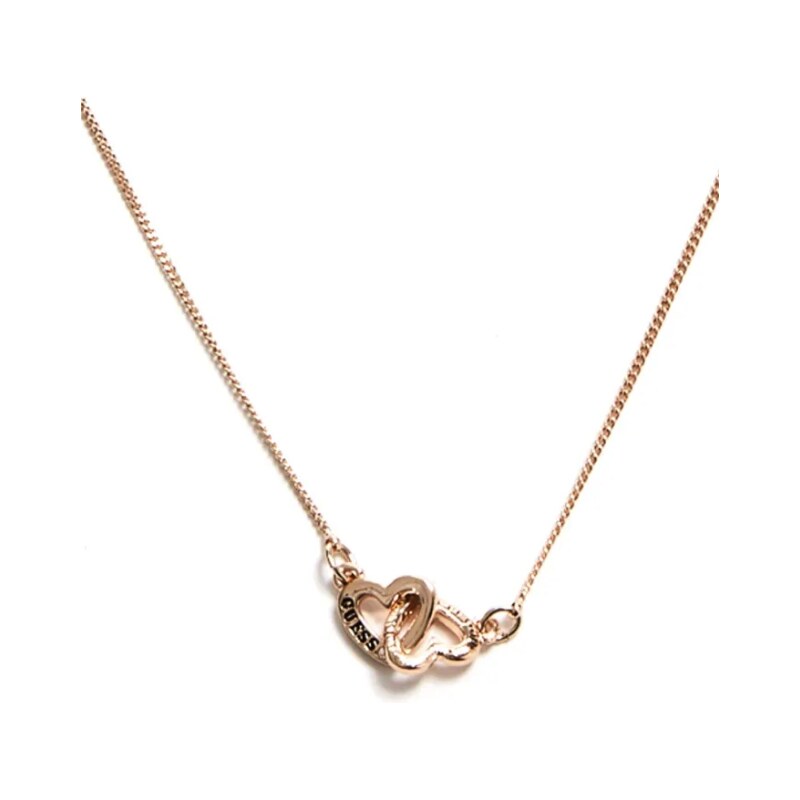 GUESS náhrdelník Gold-Tone Interlock Heart Necklace Zlatá