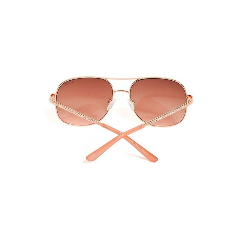 GUESS brýle Rose Gold-Tone Metal Navigator Sunglasses Oranžová