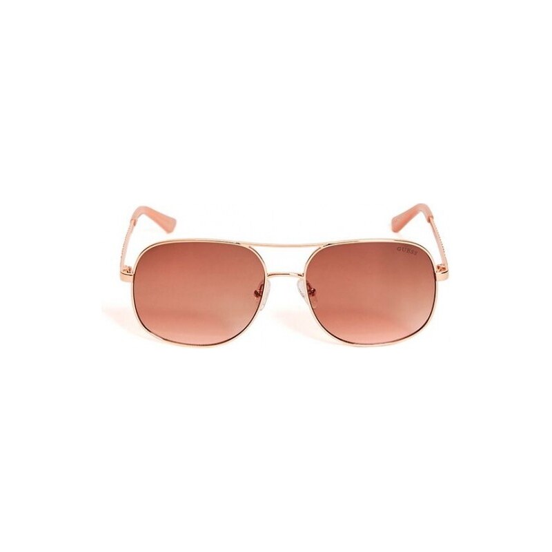 GUESS brýle Rose Gold-Tone Metal Navigator Sunglasses Oranžová