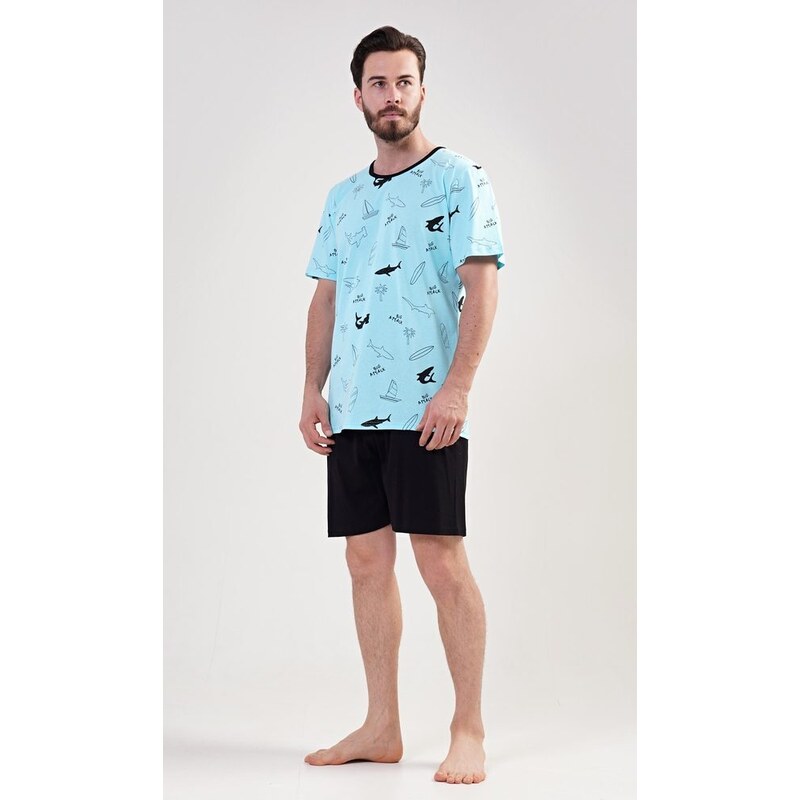 Gazzaz Pánské pyžamo šortky Oceán - azurová