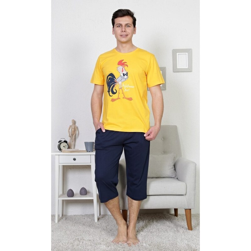 Gazzaz Pánské pyžamo kapri Kohout - žlutá