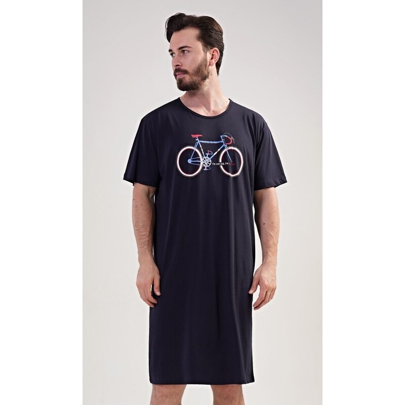 Cool Comics Pánská noční košile s krátkým rukávem Bike - tmavě modrá