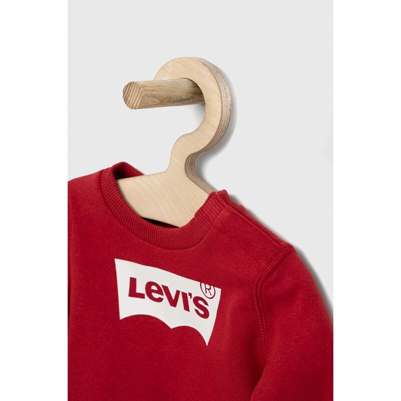 Dětská bavlněná mikina Levi's červená barva, s potiskem