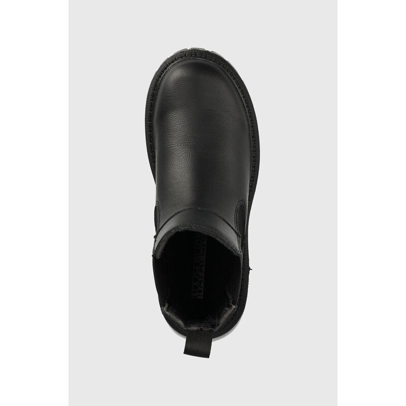 Kožené kotníkové boty Napapijri Berry dámské, černá barva, na platformě