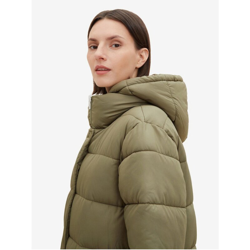 Khaki dámský zimní prošívaný oboustranný kabát Tom Tailor - Dámské