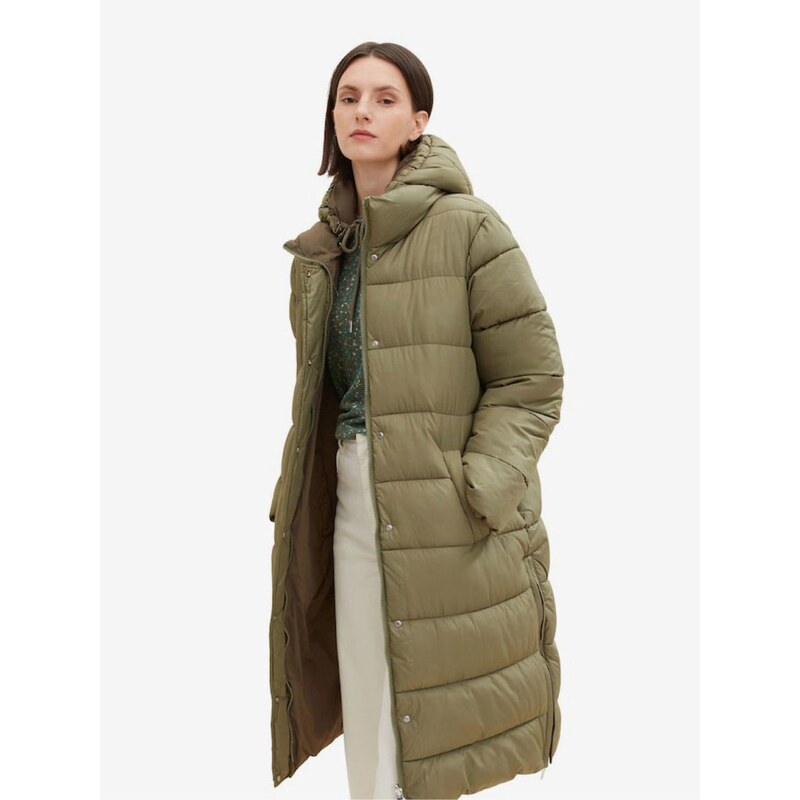 Khaki dámský zimní prošívaný oboustranný kabát Tom Tailor - Dámské
