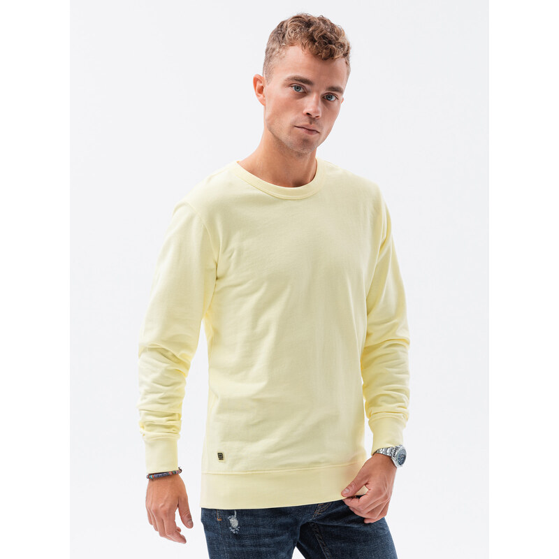 Ombre Clothing Pánská mikina bez kapuce - žlutá B1146