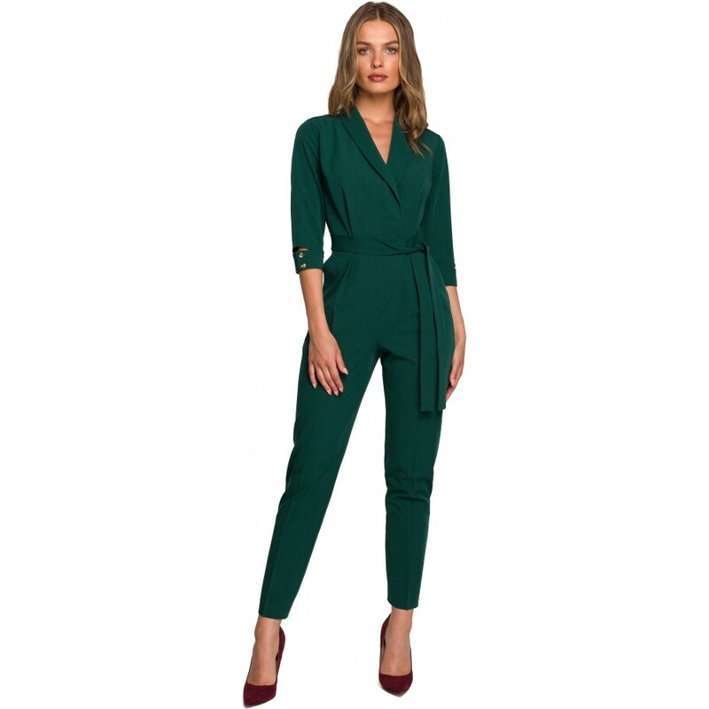 STYLOVE S316 Overal se šálovým límcem - zelený 75019180